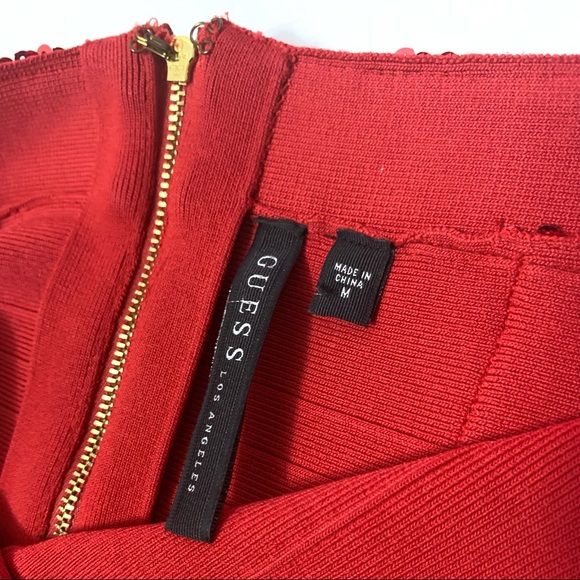 Red Guess Halter Dress with Sequin Detailing - Picture 3 of 8